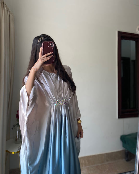 Ombre Satin Crystal Kaftan 🤍💙
