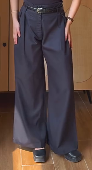 High Waisted Wide Leg Pleated Trouser