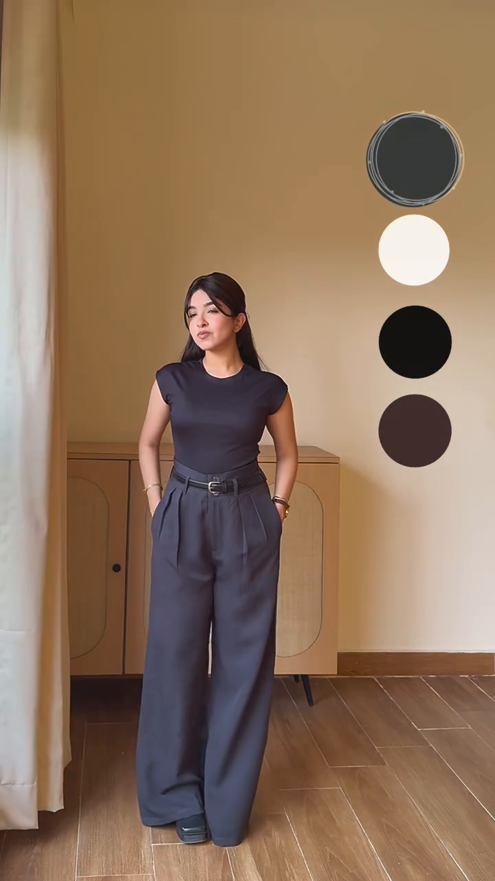 High Waisted Wide Leg Pleated Trouser