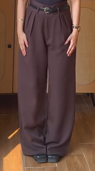 High Waisted Wide Leg Pleated Trouser