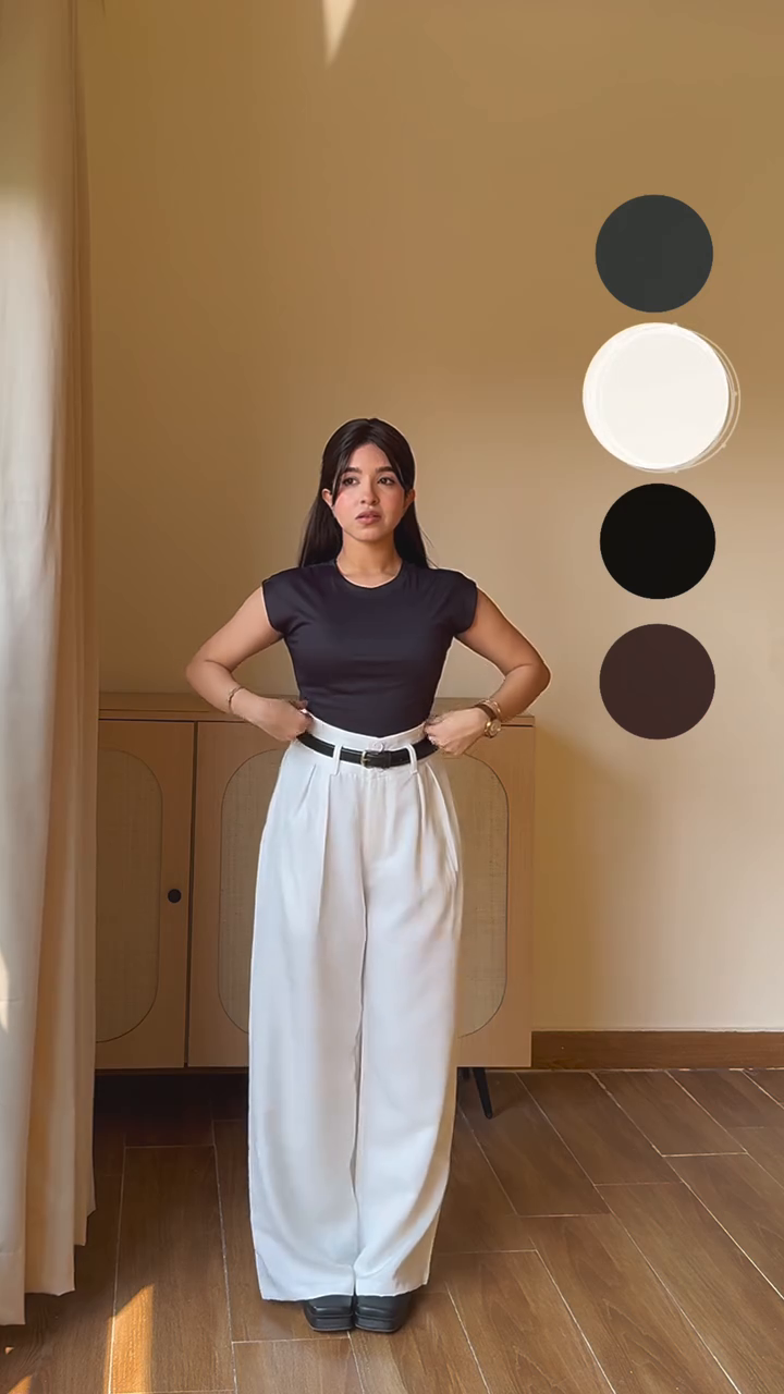 High Waisted Wide Leg Pleated Trouser